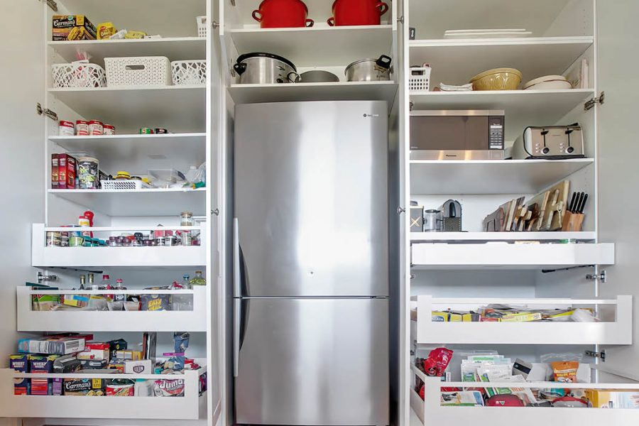 Bilpin Shaker Kitchen Pantry Cupboards with space tower shelves